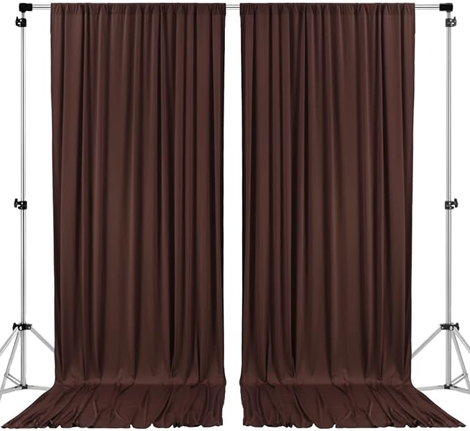AK TRADING CO. 10 feet x 10 feet Brown IFR Polyester Backdrop Drapes Curtains Panels with Rod Pockets - Wedding Ceremony Party Home Window Decorations