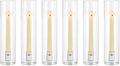 NUPTIO Candle Stick Candle Holder: Clear Glass Hurricane Candlestick Holders - Set of 6 Modern Taper Candle Stand with 11.8 inch Long Chimney Cover for Thanksgiving Christmas Fireplace Table Decor