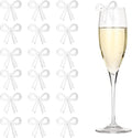 PATIKIL 50 Pcs Bow Drink Tags, Acrylic Wine Glass Charms Reusable Drink Markers for Party Wedding Birthday and Events Accessories, Mirror Silver