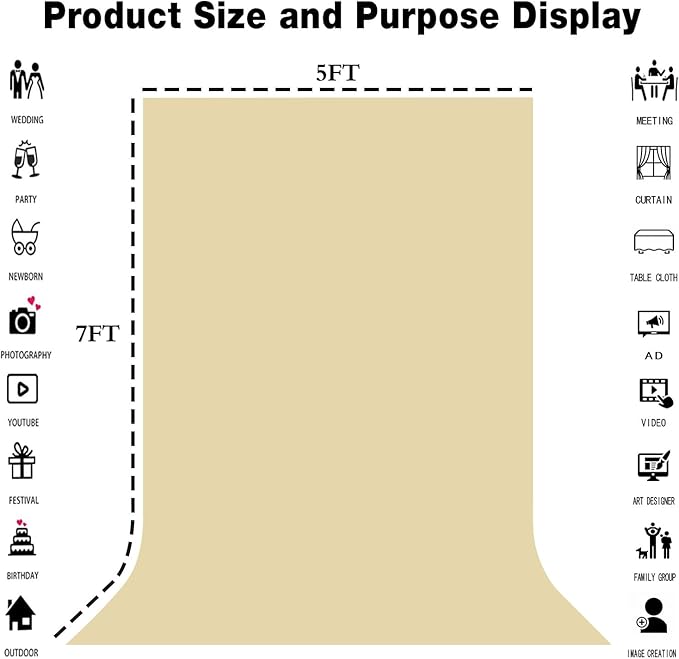 Tan Portrait Backdrop 8x10ft Zoom Meeting Photo Studio Shooting Props