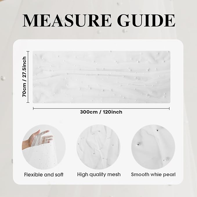Artoid Mode 6PCS Pearl Gauze Table Runner 120 Inch 10FT, Seasonal Sheer Dining Holiday Wedding Birthday Baby Shower Table Decor for Home Party