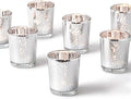 Homemory 12 Pcs Silver Votive Candle Holders, Mercury Glass Candle Holder, Tealight Candle Holders for Table Centerpieces, Baby Shower, Party, Anniversary, Wedding, Home Decor, Halloween, Christmas