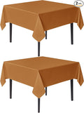 sancua Thanksgiving Square Tablecloths 70x70 Inch Bronze, 2 Pack - Fabric Fall Table Cloth for Square or Round Tables, Washable Polyester Table Cover for Dinner, Holiday Party, Display Tables