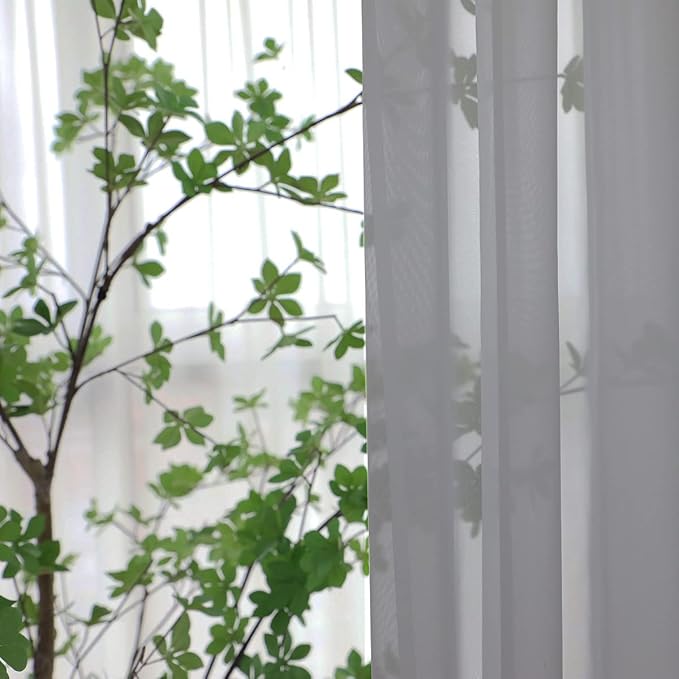 Window Gray Sheer Curtains 72 Inches Long 2 Panels Sheer Curtain Basic Rod Pocket Panel for Bedroom Children Living Room Yard Kitchen (Gray, 52" W x 72" L | 2 pcs)