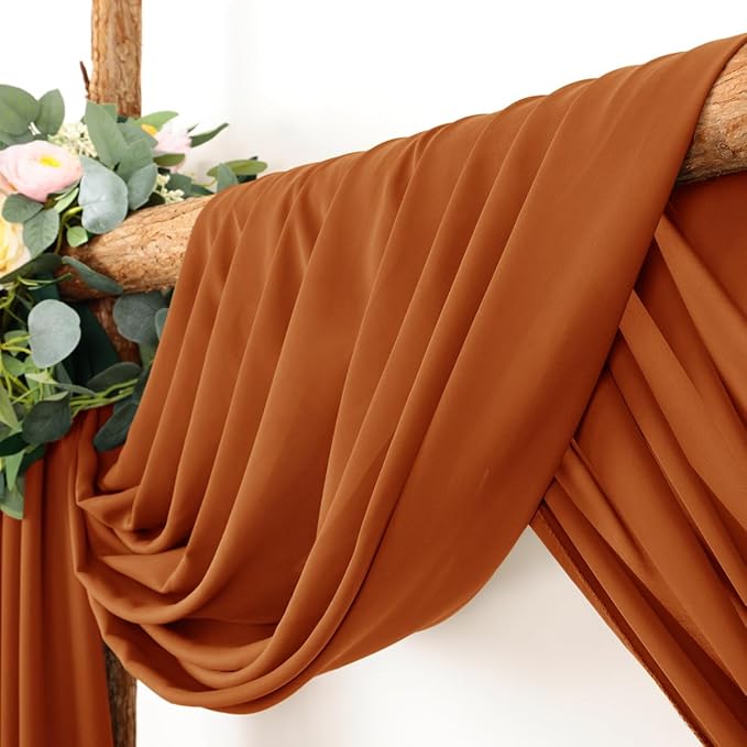 Wedding Arch Draping Fabric 1 Panel 30'' x 18FT Terracotta Sheer Chiffon Arch Drapery for Photo Booth Bridal Shower Baby Shower Church Decor Newborn Photography Christening Outdoor Party