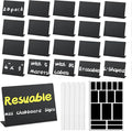 20 Pack Food Labels for Party Buffet - 4"x3" Reusable Chalkboard Buffet Signs for Food Display, Mini Tabletop Chalk Board for Catering Wedding Birthday, with 5 Markers and 85 Labels