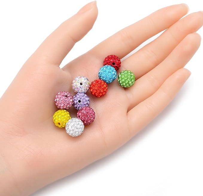 100pcs Adabele Grade A Suncatcher Crystal Rhinestone Pave Loose Beads 12mm Light Rose Pink Polymer Clay Disco Ball Spacers Compatible with Shamballa All Craft Jewelry Making DB12-55