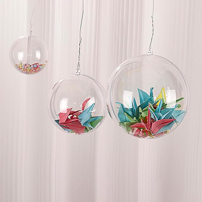 Jishi 10pk Clear Plastic Christmas Ornaments for Crafts Fillable DIY Christmas Ornaments Balls 4 Inch Acrylic Ornaments for Christmas Tree Decorations Hanging Christmas Decorations Home Decor Supplies