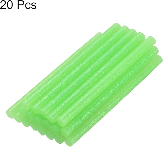 uxcell 20pcs Hot Glue Sticks for Glue Gun 11mm/0.43-inch x 8-inch Mini Hot Melt Adhesive Glue Stick Glitter Light Green