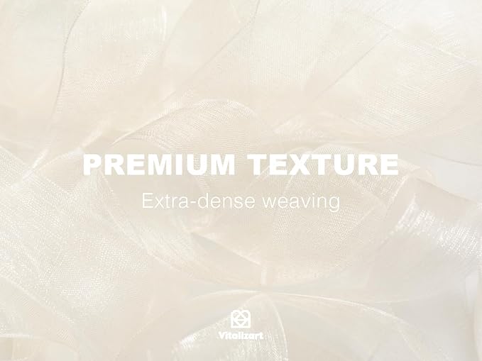 Vitalizart Ivory Cream Ribbon Organza Sheer Ribbon 1 inch x 30Yd Handmade Fabric Ribbons for Gift Wrapping Christmas Tree Crafts Bows Wedding Invitations Wreaths Wrap
