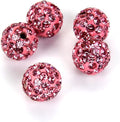 25pcs Adabele Grade A Suncatcher Crystal Rhinestone Pave Loose Beads 12mm Rose Pink Polymer Clay Disco Ball Spacers Compatible with Shamballa All Craft Jewelry Making DB12-3
