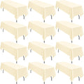 12 Pack 60 x 126 Inch Tablecloth, Beige Polyester Tablecloth for 8 Ft Rectangle Tables, Washable Fabric Table Cover for Wedding Party Dining Buffet Parties or Camping