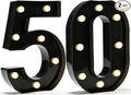 Pooqla Decorative Led Light Up Number Letters, Black Plastic Marquee Number Lights Sign for 50th Birthday Party Wedding Decor Battery Operated Black Decoration 50