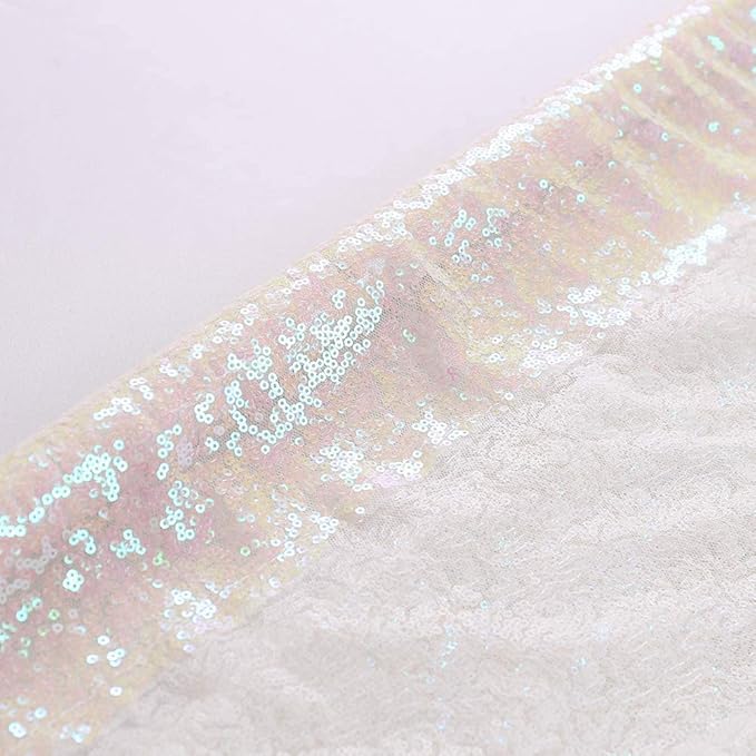Eternal Beauty White Iridescent Sequin Backdrop, 5x7 Ft Glitter Background Curtains for Shimmer Photography Party Wedding Birthday Back Drop Decor