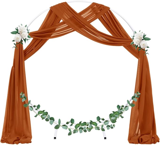 Socomi Wedding Arch Draping Fabric 2 Panels 29" x 19Ft Terracotta Sheer Chiffon Curtain Drapes 6 Yards for Wedding Ceremony Birthday Party Decoration