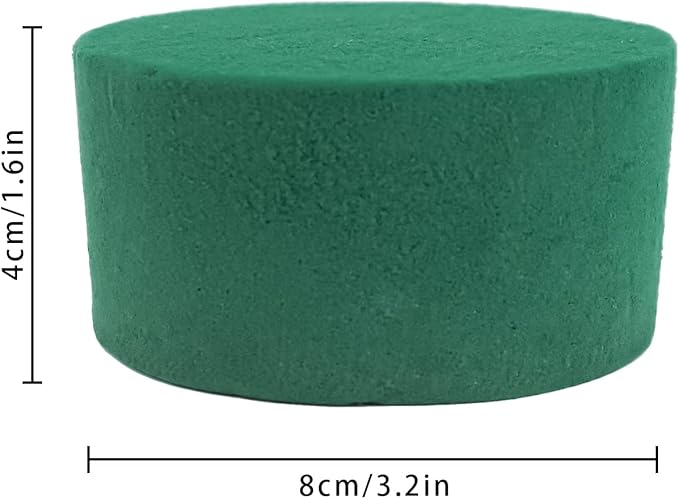 Prashent 6 Pcs Round Floral Foam Blocks,Green Wet Dry Flower Foam Plant Foam for Fresh & Artificial Flower Arrangements DIY Craft 3.2" X 1.6"