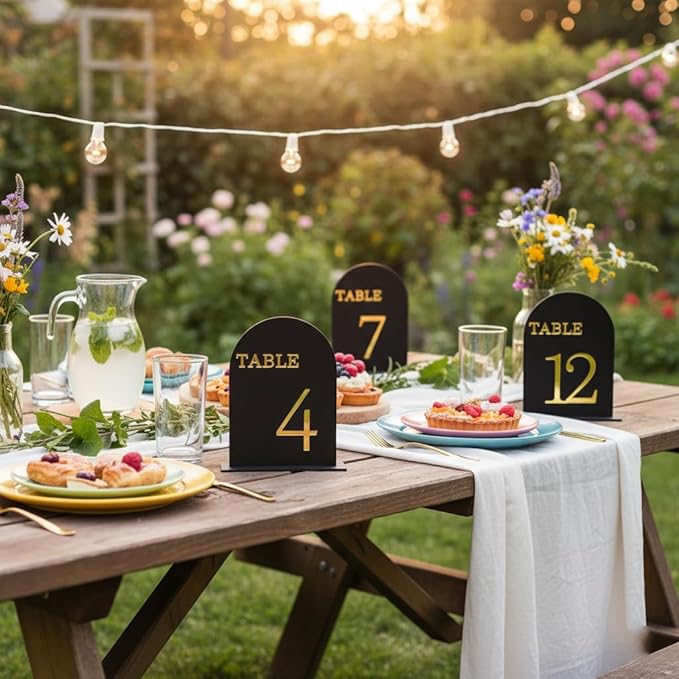 Arch Wedding Table Numbers 1-10 with Stands, 5" X 7" Double Sided Acrylic Wedding Sign Holders, Durable Non-Fading Table Number for Wedding Reception, Events, and Centerpieces