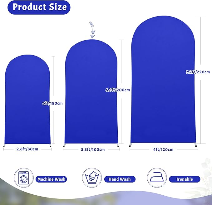 6.6FT Royal Blue Arch Backdrop Cover - Polyester Fitted Wedding Arch Stand Covers Round Top Chiara Arch Backdrop Cover for Birthday Party Banquet Photo Background Decoration