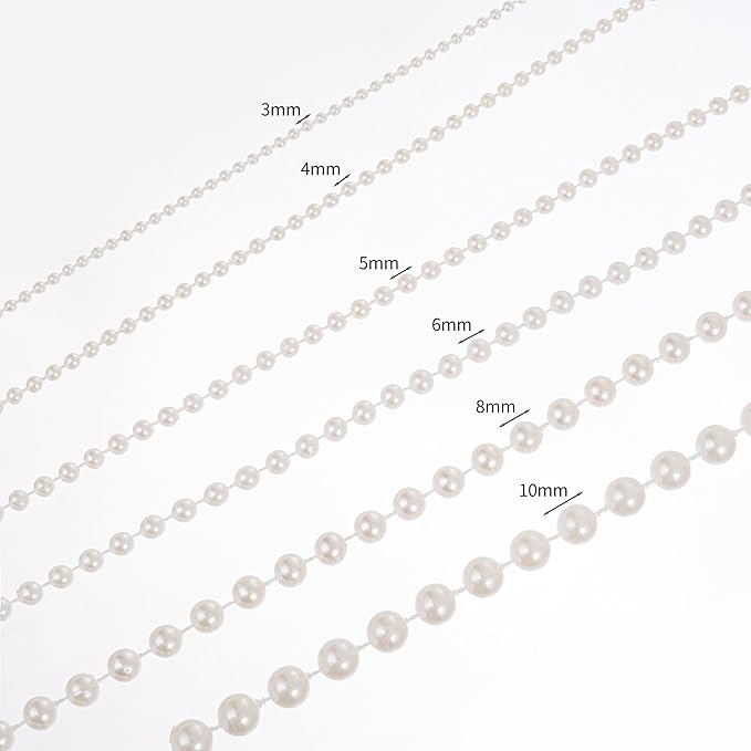 5mm Crafts Faux Pearl Beads Garland Pearl Bead Roll Strand of Pearls to Decorate Floral Centerpieces Wedding Party Favor Christmas Tree(99Feet Gold)