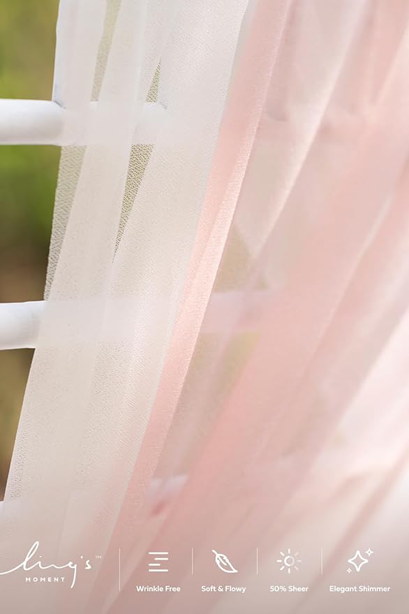 Ling's moment Wedding Chair Sashes Cover Aisle Decorations Draping Fabric Wrinkle-Free with Tie 16 Pcs Blush Pink & White for Party Ceremony Reception Floral Arrangement Banquet Outdoor Decor