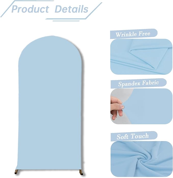 bricia Wedding Arch Backdrop Stand Cover, 5FT Double Sided Stretchy Arch Cover Fitted Wedding Birthday Party Banquet Decoration (Bluemist 60''Lx25.2''W)