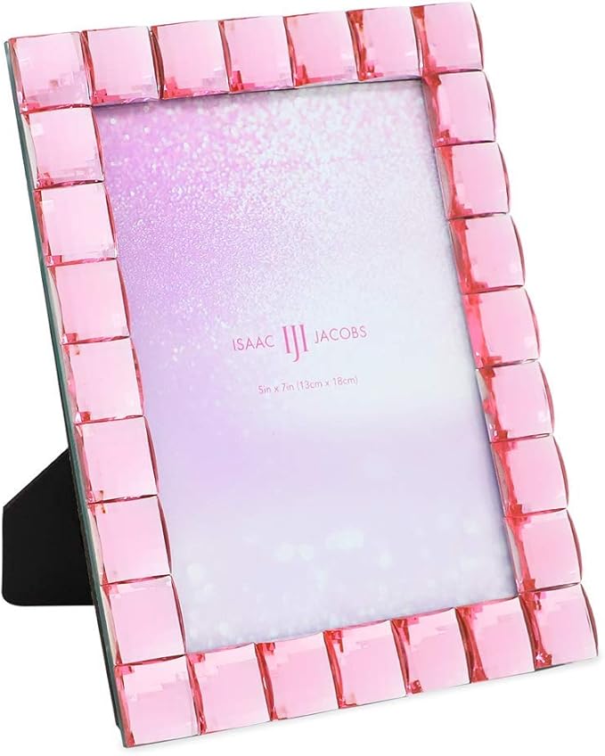 Isaac Jacobs Decorative Sparkling Light Pink Jewel Picture Frame, Photo Display & Home Décor (5x7, Light Pink)