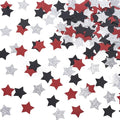 Red Black and Silver Star Confetti Table Decoration for 4th July Independence Day Graduation Retirement Patriotic Theme Party,1.2 inch in Diameter,200 Counts