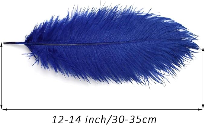 YAKRUNA 30PCS Royal Blue Ostrich Feathers Bulk 12-14 Inches for Centerpieces for Wedding Birthday Gatsby Party, Decorative Plumes for Vase & Table & Christmas Tree Decor (30-35cm, Blue)
