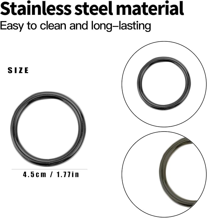 10 Pcs Black Napkin Rings - Metal Napkin Ring(Round) Stainless Steel Napkin Rings for Table Settings Wedding Christmas Party Dinner Table