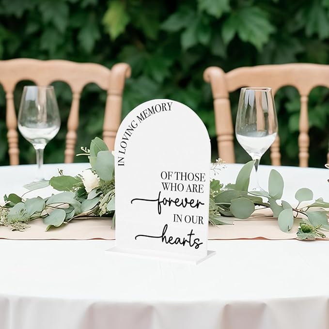 In Loving Memory Wedding Sign Memorial Sign Decor Stuff Acrylic Arch Memory Table Reserved Signs for Wedding Party 7 x 5 Inches