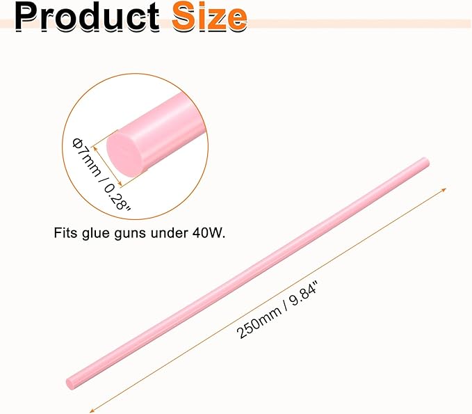 HARFINGTON 10pcs Hot Glue Sticks 0.28" Dia x 9.84" Long EVA Mini Hot Melt Adhesive Glue Stick for Hot Melt Gun Wood Plastic Glass Flowers Fabrics Foam, Pink