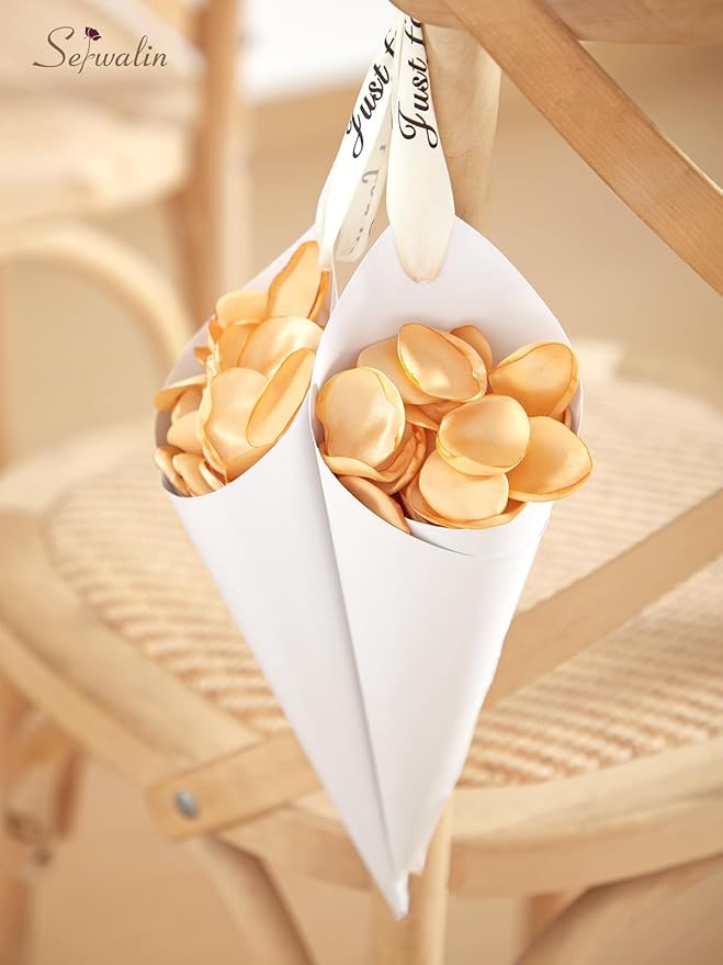 Serwalin 300Pcs Silk Rose Petals Fake Flower Petals Champagne Gold Artificial Rose Petals for Weddings Proposal Flower Girl Petals Aisle Flower Girl Basket Runner Bridal Shower Table Decor