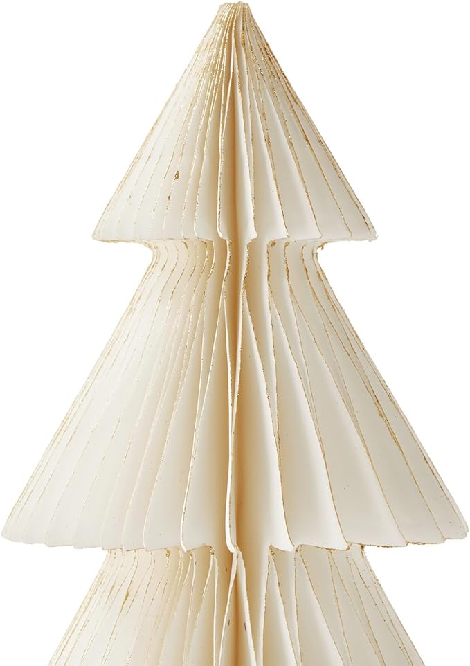 LampLust White Honeycomb Paper Trees, 2 Pack, 6 & 8 Inch, Winter Ornaments, Winter Decorations for Home and Mantel Decor, Winter Wonderland Decorations