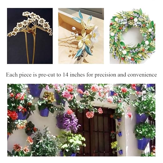 HAHIYO 18Gauge Brown Paper-Wrapped Metal Floral Wire 14 Inches(36cm), 70 Pack Flexible Paddle Wires Florist Wire Garden Wires for Craft Christmas Wreath Flower Arrangement Bouquet Wrapping Wedding DIY