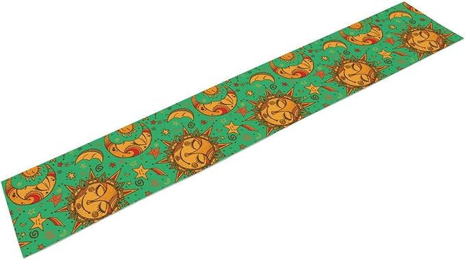 Boho Moon Table Runner, Phase of The Moon Star Sun Cartoon Pattern Table Runner for Kitchen Living Room Home Party 13x108 Inch