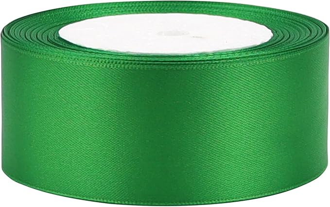 Green Solid Satin Ribbon 1-1/2 Inch 25 Yards Solid Polyester Fabric Ribbon for Gift Wrapping Wedding Christmas Baby Shower Birthday Party Decoration Handmade Immortal Flower Craft