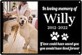 Custom Dog Memorial Metal Signs - Personalized Dog Photo Memory Sign as Dog Memorial Gifts for Loss of Dog, in Loving Memory of Pet Signs for Pet Loss Sympathy Gift