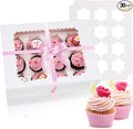 Rarapop 30 Pack Cupcake Boxes Hold 12 Standard Cupcakes, Food Grade Cupcake Holders Bakery Carrier Boxes with Windows and Inserts for Cupcakes, Muffins and Pastries