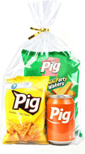 PigPotParty 12"x 16", 50Pcs Bottom Gusset Bags, Clear Plastic Cellophane Gift Mug Treat Goodie Bags with 50x Twist Ties, Large Party Favor Packaging, Toy Wrapping (No Side Gusset)