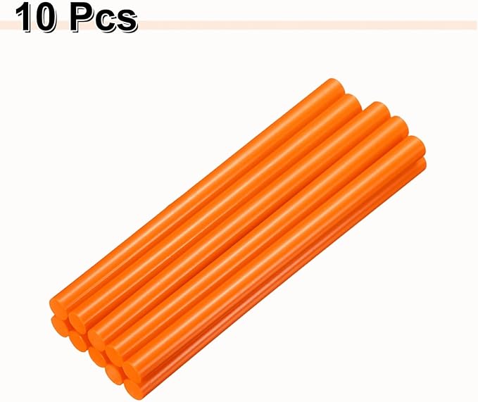 HARFINGTON 10pcs Hot Glue Sticks 0.43" Dia x 7.87" Long EVA Mini Hot Melt Adhesive Glue Stick for Hot Melt Gun Wood Plastic Glass Flowers Fabrics Foam, Orange
