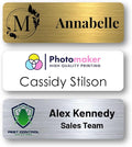 Custom Name Tags - Full Color Logo Name Tags - Scratch Resistant Metal Front & Hard Plastic Back (1x3 Inch, Silver)