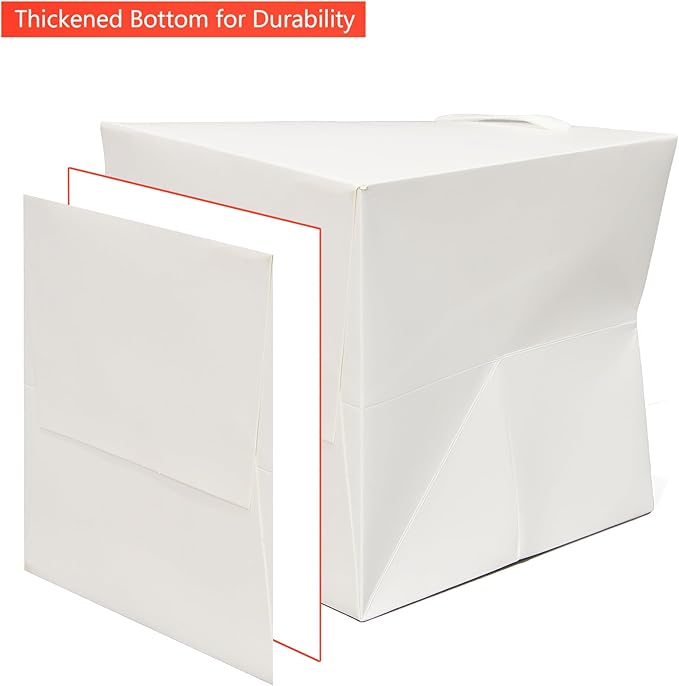 White Paper Gift Bag 12 in Large Paper Gift Box Square Bottom Kraft Paper Bags with Handles for Wedding Baby Shower Birthday Party (White, 12 x 12 x 12 in, 10 CT)
