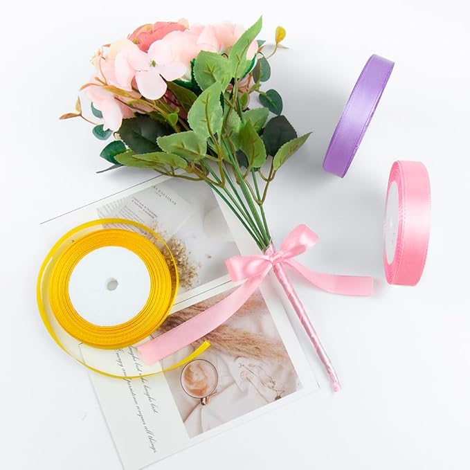 White Ribbon 5/8 Inches x 25 Yards, White Satin Fabric Silk Ribbon for Gift Wrapping, Bows Making, Floral Bouquets, Wreaths, DIY Handicrafts, Sewing Projects, Baby Shower and Wedding Party