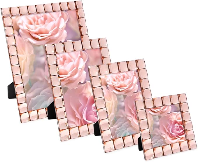 Isaac Jacobs Decorative Sparkling Jewel Picture Frame, Photo Display & Home Décor (8x10, Blush)