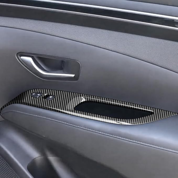 4pcs Carbon Fiber Style Front Rear Doors Window Glass Lift Switch Panel Cover Decorative Sticker Protection Car Interior Accessories for 2022-2024 Hyundai Santa Cruz KT19