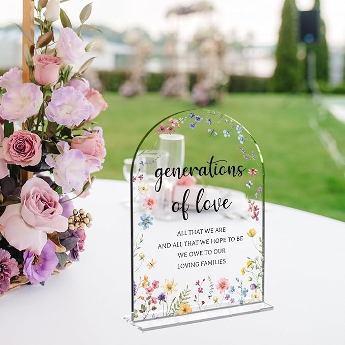 Wedding Sign，Genrations of Love Sign, Wedding Supplies 5x7 Inch, Kids Wedding Activities Acrylic Plaque, Please Help Yourself Sign, Wedding Signs for Ceremony Reception (Flower) decorative-signs183
