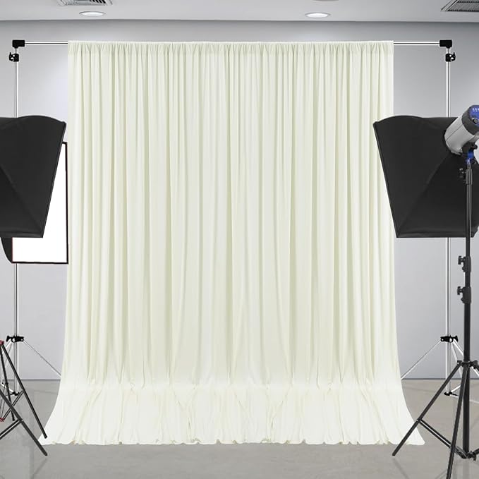 10 ft x 10 ft Wrinkle Free Ivory Backdrop Curtain for Wedding Parties, Polyester Ivory Photo Backdrop Drapes 2 Panels 5x10ft for Baby Shower Photoshoot Engagement Birthday Party Photography Background