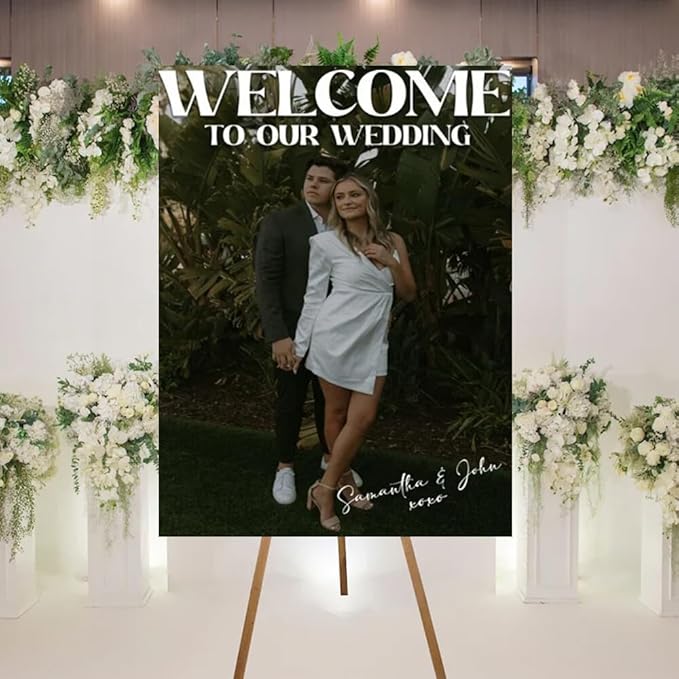 Welcome To Our Wedding Sign, Personalized Wedding Welcome Sign, Wedding Welcome Sign Wedding Photo Reception Welcome Sign for Wedding Entrance, Customized Wedding Welcome Sign With Your Photo