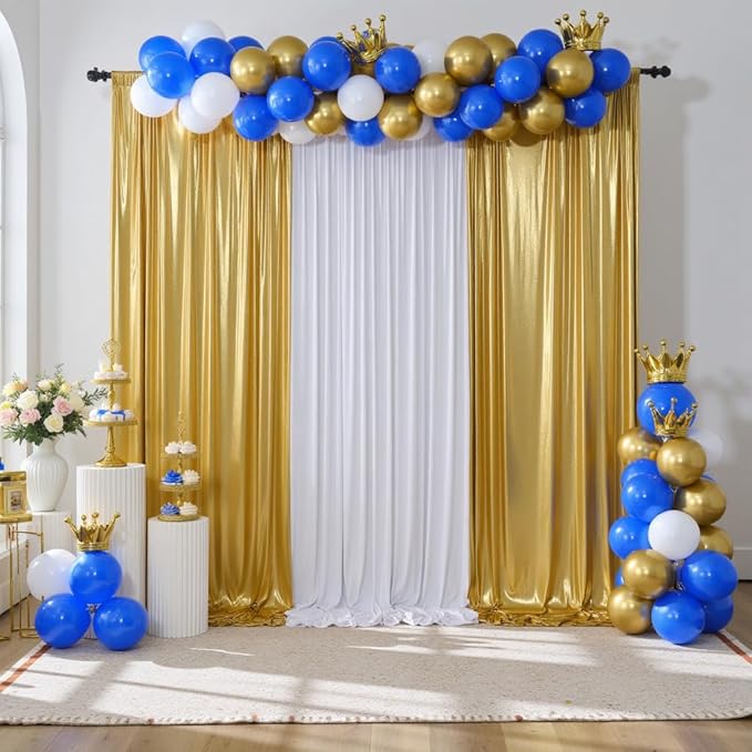 Outpain 10x14ft Gold Sequin Backdrop Curtains -Heavy Duty Gold Photography Backdrops with Non-Shedding Glitter, Wrinkle-Free Stage Drapes for Wedding/Christmas/Studio Shoots (5x14ft 2 Panels)