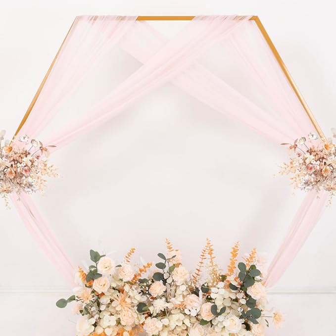 MLMC Blush Pink Wedding Arch Draping Fabric 2 Panels 29" x 20 FT Extra Long Gauze Drapes Sheer Backdrop Curtains 6.6 Yards Outdoor Drapery Panels for Wedding Baby Shower Party Ceiling Decoration